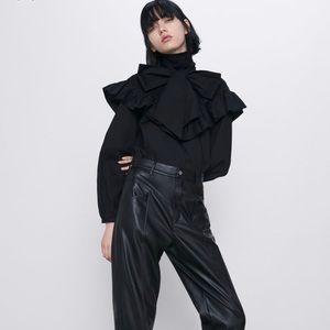 Zara 80s Corsy Pants Black SZ 8